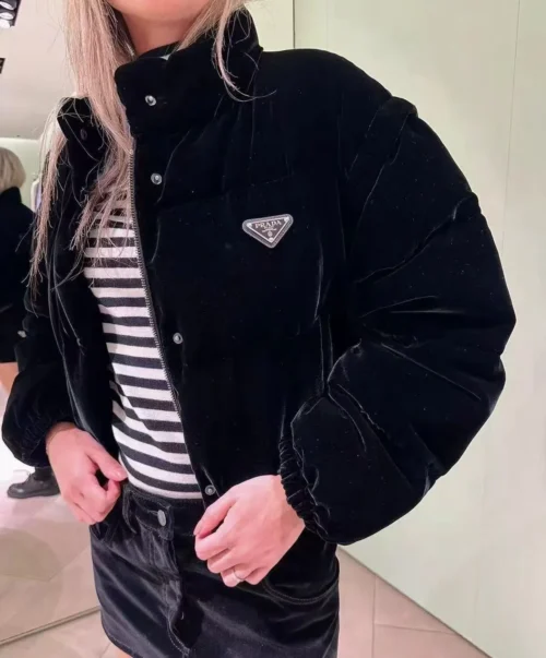 Prada Cropped Logo Down Jacket