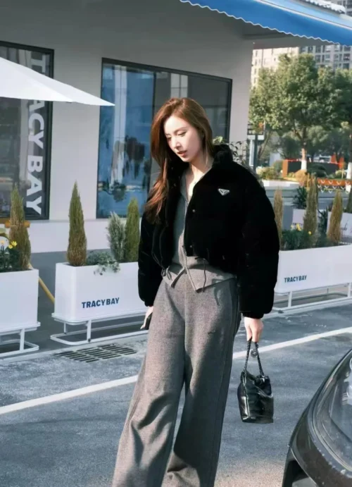 Prada Cropped Logo Down Jacket
