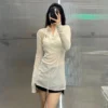 YSL Sheer Embroidered Collared Slim-Fit Top