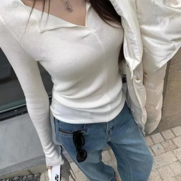 YSL Collared Logo Knit Sweater