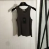 YSL Embroidered Striped Slim-Fit Tank Top