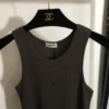 YSL Embroidered Striped Slim-Fit Tank Top
