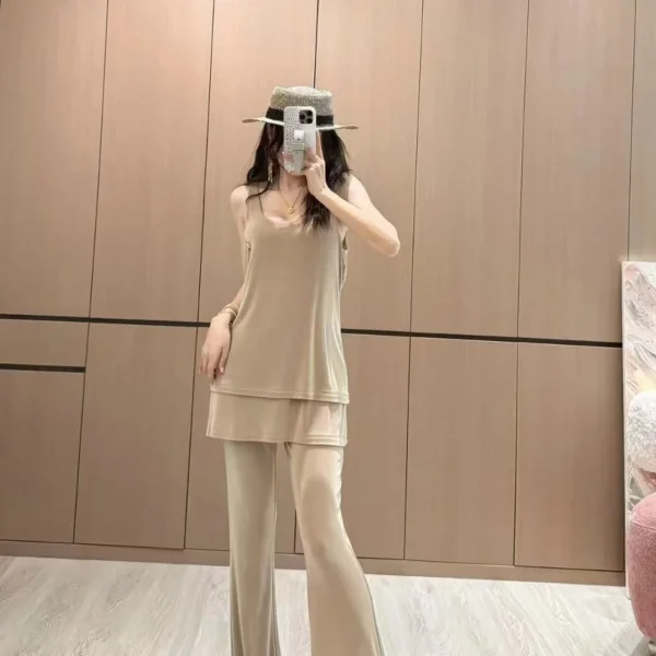 YSL Wide-Leg Logo Two-Piece Set