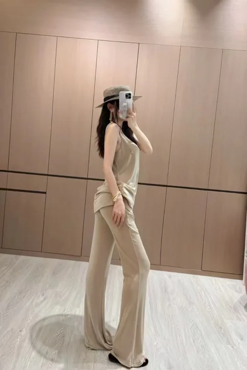 YSL Wide-Leg Logo Two-Piece Set