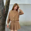 YSL Embroidered Pleated Two-Piece Set