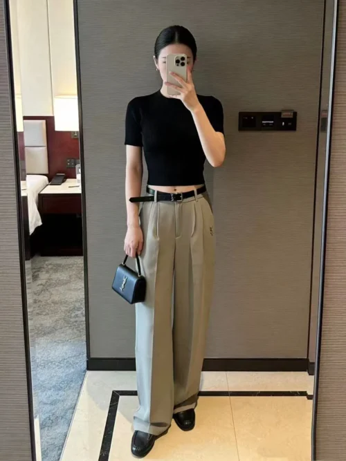YSL High-Waist Logo Pants