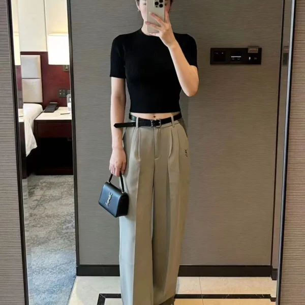 YSL High-Waist Logo Pants