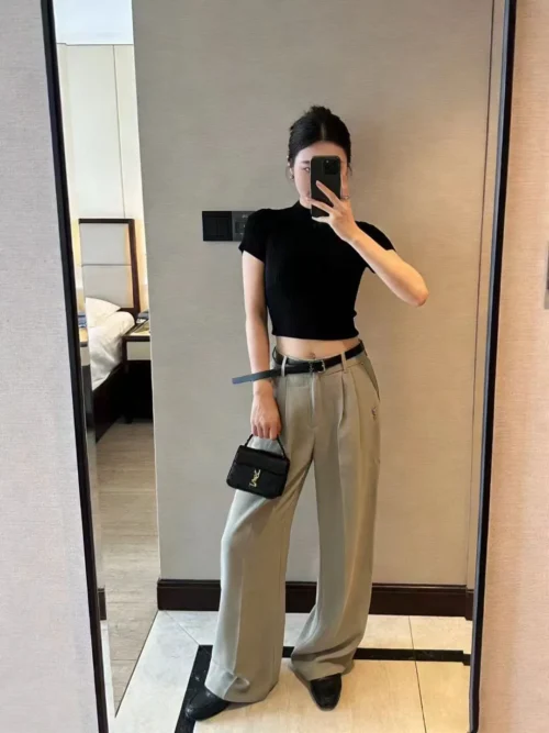 YSL High-Waist Logo Pants