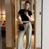 YSL High-Waist Logo Pants