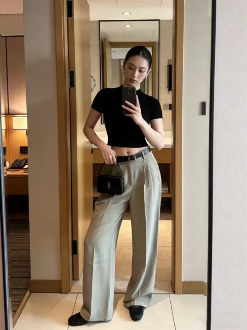 YSL High-Waist Logo Pants
