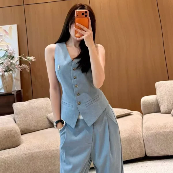 YSL Colorblock High-Waist Wide-Leg Logo Knit Jacket and Pants Set