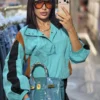 YSL Embroidered Colorblock Trench Jacket