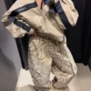 YSL Embroidered Colorblock Zip-Up Trench Jacket