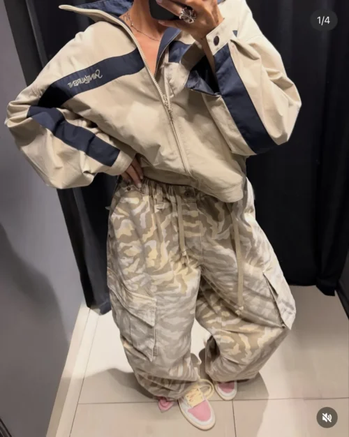 YSL Embroidered Colorblock Zip-Up Trench Jacket