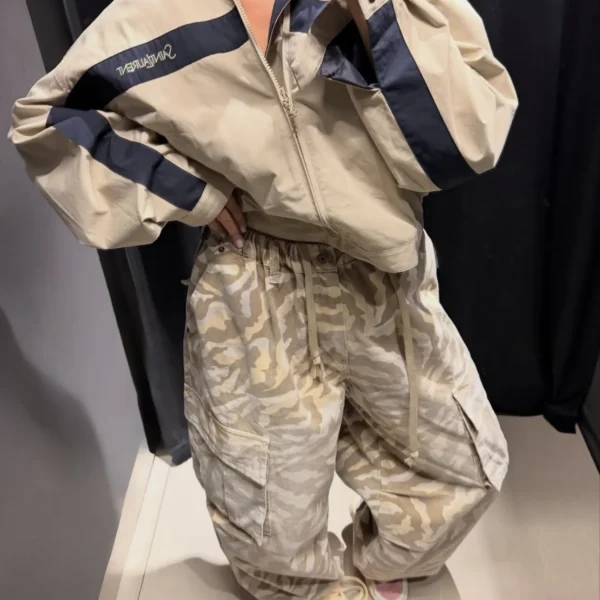 YSL Embroidered Colorblock Zip-Up Trench Jacket