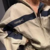 YSL Embroidered Colorblock Zip-Up Trench Jacket