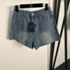 YSL Denim Jacquard Monogram Shorts