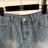 YSL Denim Jacquard Monogram Shorts