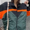YSL Colorblock Zip-Up Logo Trench Jacket