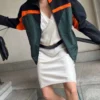 YSL Colorblock Zip-Up Logo Trench Jacket