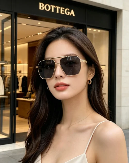 Bottega Veneta Aviator Metal Sunglasses