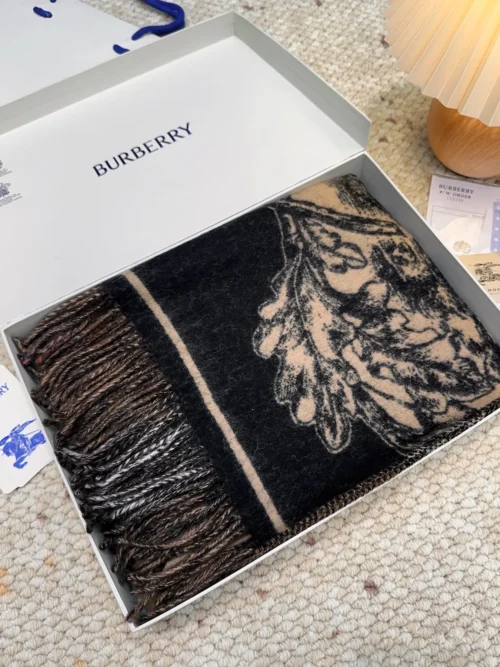 Burberry Cashmere Equestrian Check Jacquard Shawl