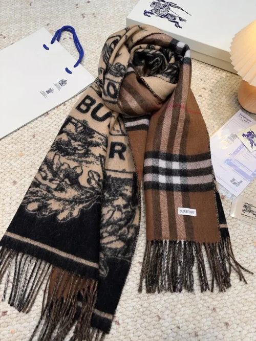 Burberry Cashmere Equestrian Check Jacquard Shawl