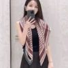 Dior Silk Fringed Printed Contrast Reversible Square Scarf