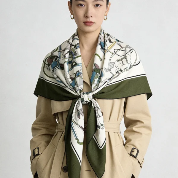 SCGUCCI0005-01 Gucci Silk Cashmere Equestrian GG Printed Shawl