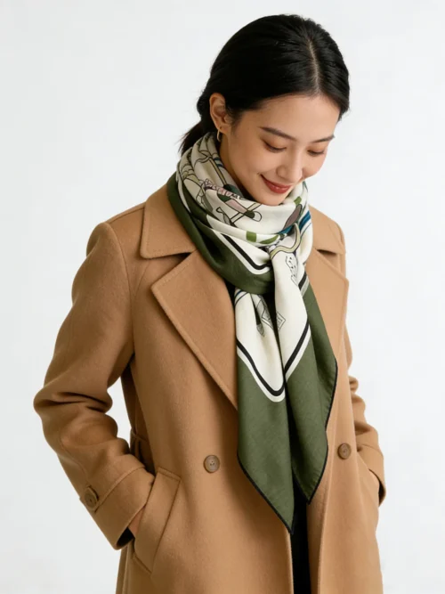 Gucci Silk Cashmere Equestrian GG Printed Shawl
