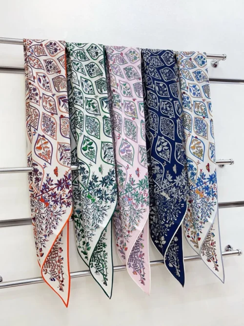 Hermes Cashmere Botanical Double-Sided Triangle Scarf