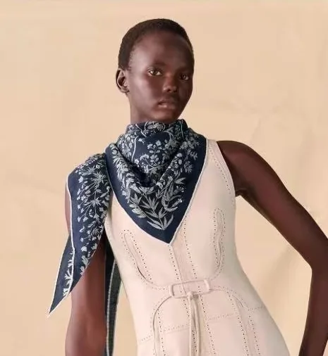 Hermes Cashmere Botanical Double-Sided Triangle Scarf