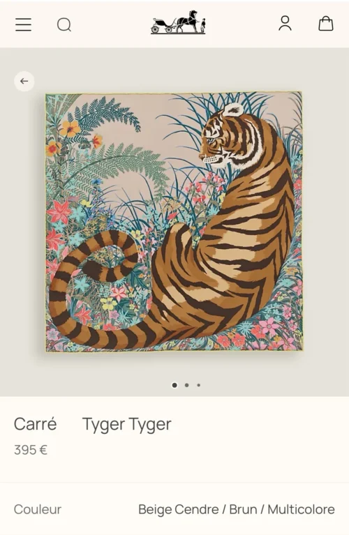 Hermes Silk Tiger Square Scarf