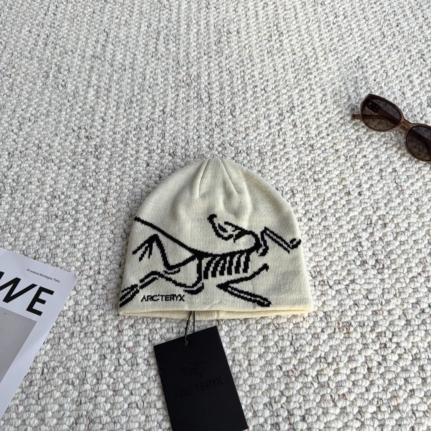 HTARCTERYX0001-01 Arc'teryx Skeleton-Motif Jacquard Knitted Beanie with a Fold-Over Cuff - Ref. HTARCTERYX0001