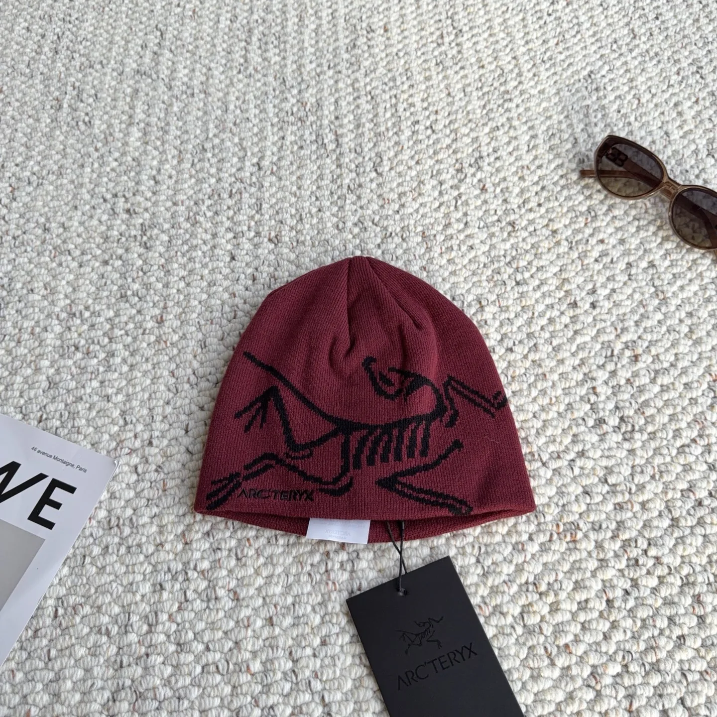 HTARCTERYX0003-01 Arc'teryx Skeleton-Motif Jacquard Knitted Beanie with a Fold-Over Cuff - Ref. HTARCTERYX0003