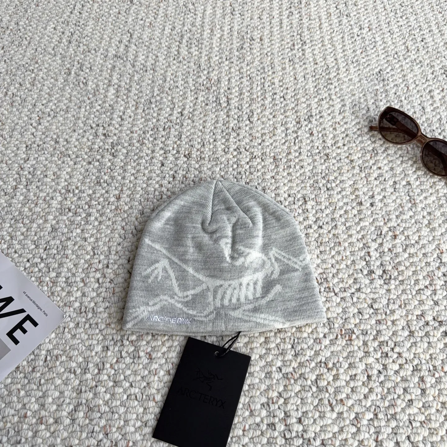 HTARCTERYX0007-01 Arc'teryx Skeleton-Motif Jacquard Knitted Beanie with a Fold-Over Cuff - Ref. HTARCTERYX0007