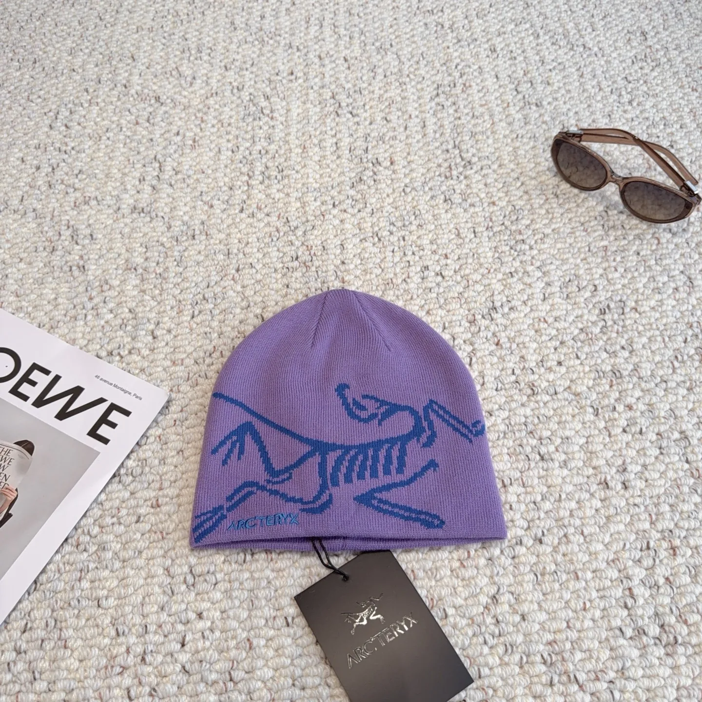 HTARCTERYX0010-01 Arc'teryx Skeleton-Motif Jacquard Knitted Beanie with a Fold-Over Cuff - Ref. HTARCTERYX0010