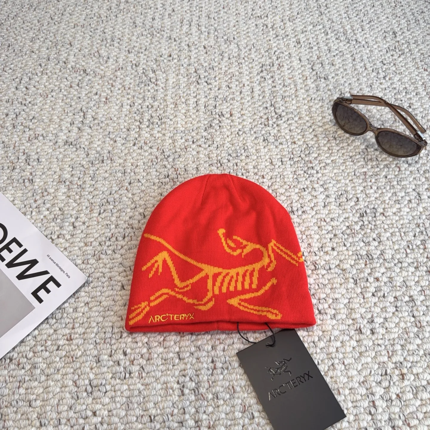 HTARCTERYX0012-01 Arc'teryx Skeleton-Motif Jacquard Knitted Beanie with a Fold-Over Cuff - Ref. HTARCTERYX0012