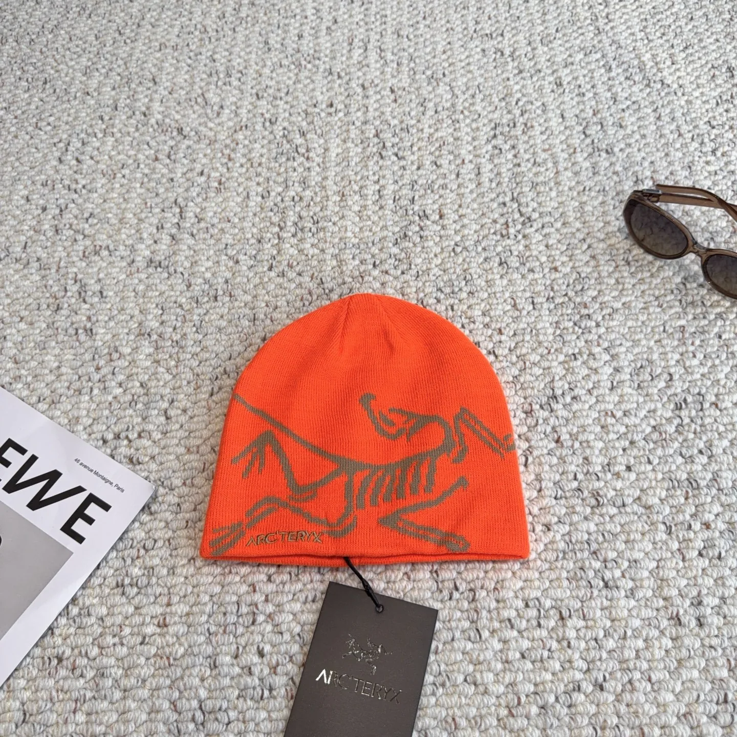 HTARCTERYX0013-01 Arc'teryx Skeleton-Motif Jacquard Knitted Beanie with a Fold-Over Cuff - Ref. HTARCTERYX0013