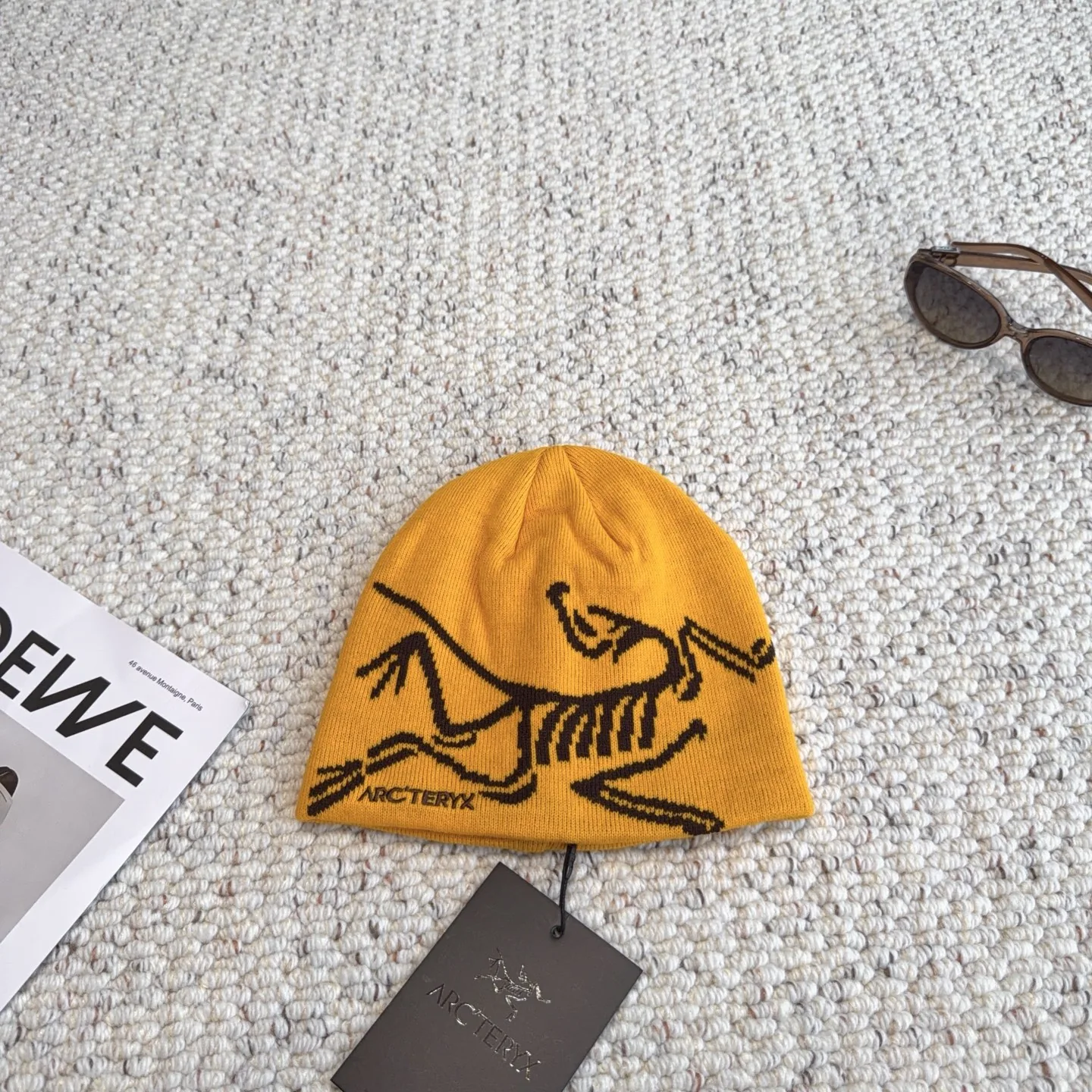 HTARCTERYX0014-01 Arc'teryx Skeleton-Motif Jacquard Knitted Beanie with a Fold-Over Cuff - Ref. HTARCTERYX0014