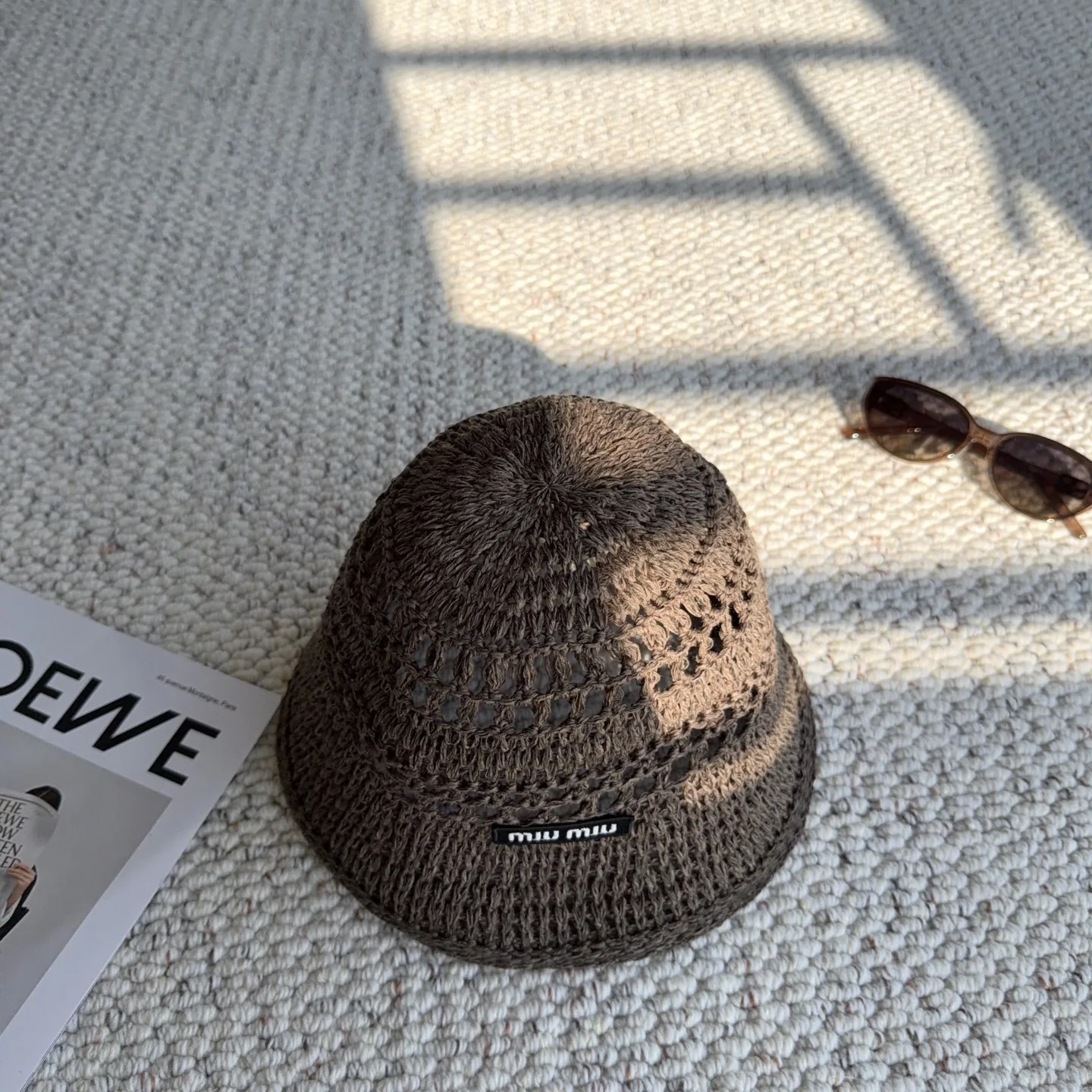 Miu Miu Open-Crochet Bucket Hat with a Woven Logo Label - Ref. HTMIU0001