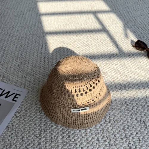 Miu Miu Open-Crochet Bucket Hat with a Woven Logo Label - Ref. HTMIU0002