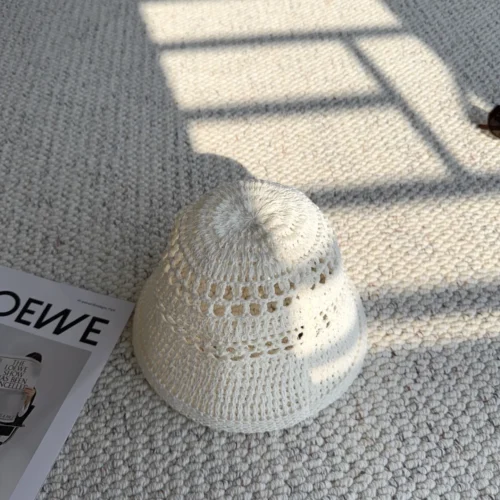 Miu Miu Open-Crochet Bucket Hat with a Woven Logo Label - Ref. HTMIU0003