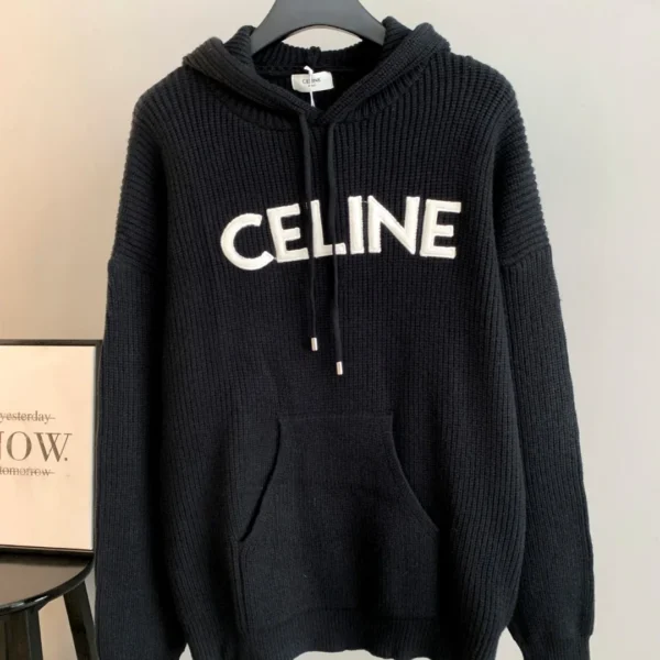 MWCELINE0032-01 Celine Men's Jacquard Hooded Wool Sweater - Ref. MWCELINE0032