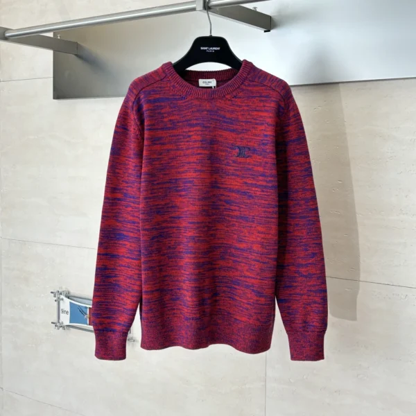 MWCELINE0040-01 Celine Men's Crewneck Embroidered Color-Block Sweater - Ref. MWCELINE0040