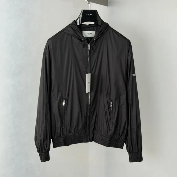MWCELINE0041-01 Celine Men's Embroidered Hooded Nylon Jacket