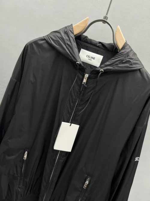 Celine Men's Embroidered Hooded Polyester Jacket