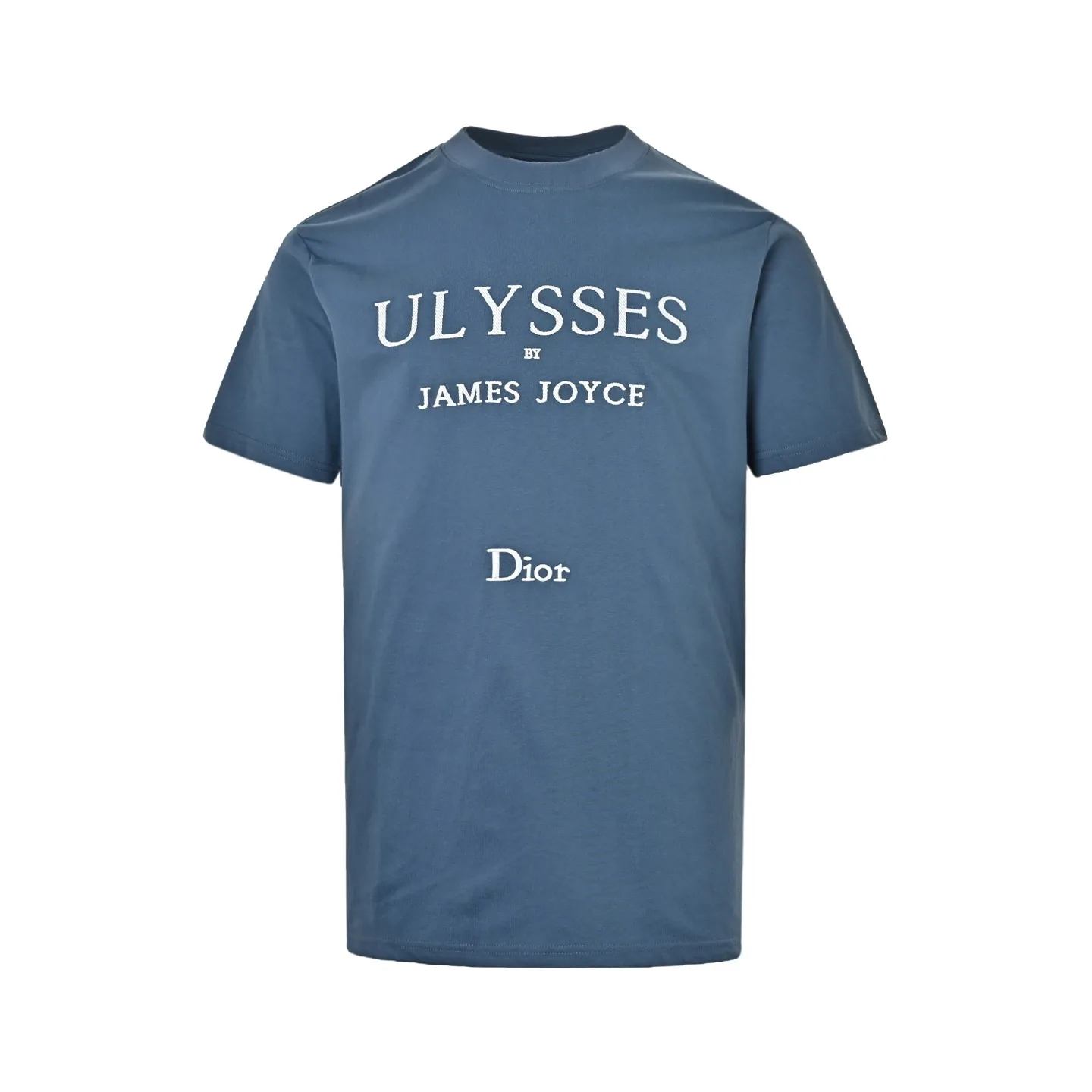 MWDIOR0018-01 Dior Men's Blue Short-Sleeve Logo-Embroidered T-Shirt