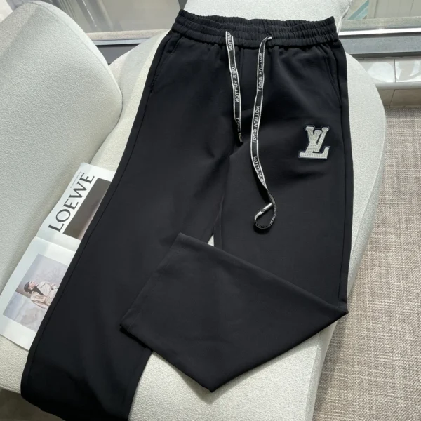 Louis Vuitton Men's Logo-Embroidered 100% Cotton Trousers with Drawstring Detail - Ref. MWLV0046