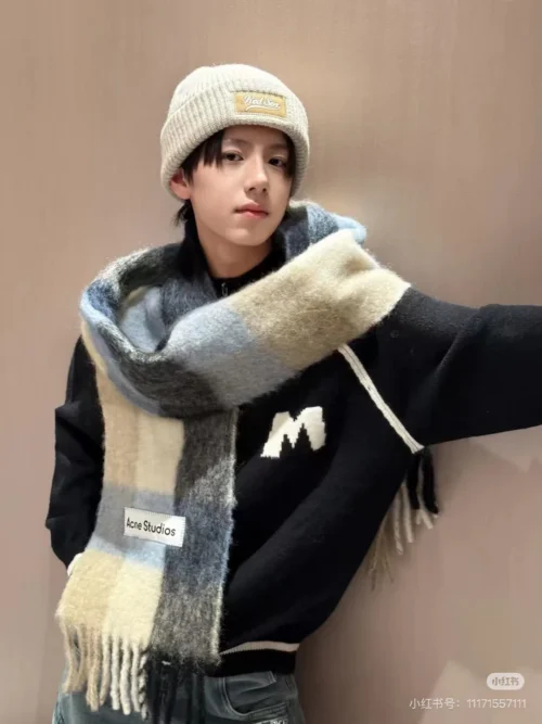 Acne Studios Alpaca-Mohair Blend Scarf in Rainbow Tones - Ref. SCACNESTUDIOS0001